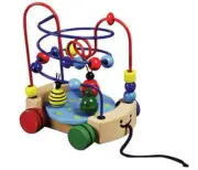 Kids Pulling Rolling Labyrinth Wire & Beads Wooden Toy