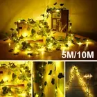 5/10M 50/100LED Leaf Garland Lamp Fairy String Ivy Vine LED Lights For Xmas◐