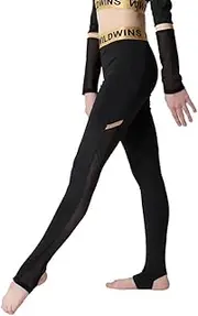 [WILDWINS] Girls' Athletic Leggings Kids Dance Workout Running Stirrup Leggings Yoga Pants Ballet