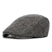 Men's Flat Cap Tweed Cap Black Coffee Cotton Beaded Splice Simple Chic Modern Retro Street Dailywear Weekend Stripe Portable Comfort Fashion