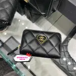 全新正品 巴黎機場免稅店 CHANEL 香奈兒零錢包 23S新款 黑色菱格 黑金 拉鍊 卡夾 AP3294 愛心錢包