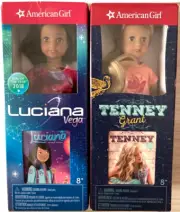 Set of 2 American Girl Tenny Grant, & Luciana Mini Dolls +Book NEW