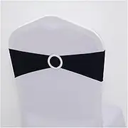 Spandex Elastic Chair Sashes Band Bow with Round Ring for Banquet Party Decoration Event Wedding zhengpingpai (Color : Black)