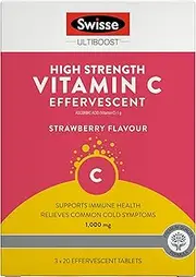 Swisse Ultiboost High Strength Vitamin C Effervescent - Relieves Common Cold Symptoms - 60 Tablets