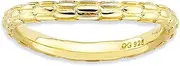 [JewelryWeb] 2.25mm 925 Sterling Silver Patterned Stackable Polished Gold PlatedWave Ring-Stackable-Ring for Women