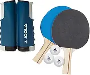 JOOLA Retractable Ping Pong Net with Clamps - Table Tennis Net Stretches 5.75' - Clamps on Table Up to 2” Thick - Optional Ping Pong Paddles and Balls