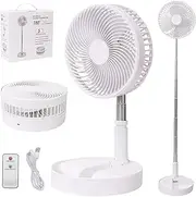 LOREAD Portable Desk Fan,Foldable Fan Pedestal Stand Floor Fan with Remote Controller Adjustable Height from 14.2'' to 39'', 4 Speeds, 7200mAh Rechargeable Telescopic USB Charging