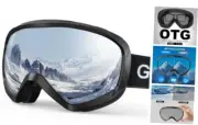 Ski Goggles, OTG 100% UV Protection Anti Fog Blackframe Silverlens Vlt10%-18%