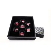 LPG Dice Set - Metal RPG Serif Red/Silver