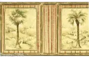 Golden Brown Palm Leaf Trees Frames Framed Tropical Bamboo Wall paper Border