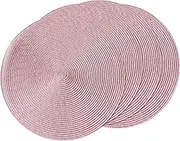 Leetaltree Round Placemats Set of 4 - Washable Woven Non-Slip Round Table Mats,15-Inch Heat Resistant Table Placemats,Pink