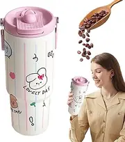 Stainless Steel Drinking Bottle with Straw, Leak-Proof Thermal Mug, Reusable Drinking Bottle, Stainless Steel Cup, Coffee Travel Mug, Sports Drinking Bottle, Thermal Mug for Coffee, Reusable Drinking