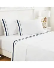 Mlange Home Percale Classic Double Border Sheet Set