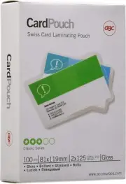 GBC 83x119mm 2x125 Micron Gloss Card Laminating Pouches, Pack of 100, 3743155