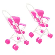 2 Pcs Mini Furniture Adornment Dollhouse Simulation Stroller Child Baby