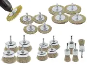 20pk Wire Brush Drill Attachment Set Brass Coated for Cleaning Rust 1/4" Hex