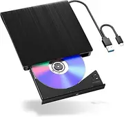 [LLMHHKYK] External Blu-ray Drive, Portable Blu-ray Player & CD DVD Burner – USB 3.0 & Type-C BD/DVD/CD Reader, Plug and Play, Lightweight for Windows/Mac/Linux (3 in 1)