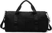 Gym Bag for Men Women Sports Duffle Bag Travel Backpack with Wet Pocket & Shoes Compartment for Sports Gym Exercise Black