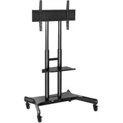 Atdec Display Cart - 75 kg Capacity - 4 Casters - 76.20 mm Caster Size - Steel - Black - 127 cm (50") to 203.2 cm (80") Screen Supported - 1 / Pack