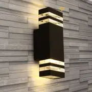 LED Wall Sconce Waterproof Porch Light 12W, (Upgrade Dusk to Dawn Sensor) Bla...