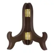 4" Easel Plate Holder, Wooden Folding Display Stand Brown for Picture Frame