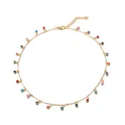 2X Bohemian Gold Necklace for Women Charming Colorful Stone Chain Chockers Handmade Party Jewelry
