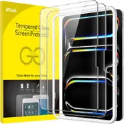 JETech 2-Pack Screen Protector for iPad Pro 11-Inch M4 (2024) with Easy Installation Frame, Tempered Glass Film, HD Clear