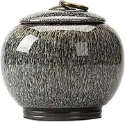 Decorative Kiln Change Tea Canister Ceramic Medium Storage Sealed Green Black Tea Loose Leaf Tea Canister Fresh Tea Set Container(Yellow)