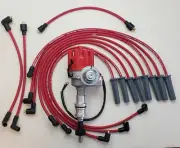 FORD 351C 400 429 460 RED SMALL CAP FEMALE DISTRIBUTOR + 8.5mm SPARK PLUG WIRES (for: Ford)