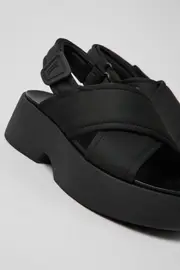 Tasha Black Textile Cross-strap Sandal for Women