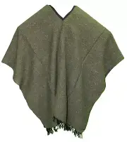 EXTRA WIDE Mexican PONCHO - SOLID Dark GREEN - ONE SIZE FITS ALL BIG AND TALL