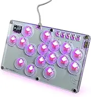 XERODAK 16-Key Arcade Stick All-Button Gamerfinger with Turbo Functions & Custom RGB,Arcade Controller Street Fight for PC/Ps3/Ps4/Switch/Steam Game Keyboard-Supports Hot Swap & SOCD