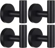 Decolore 4 Pcs Wall Towel Hooks Coat Hook Bathroom Matte Black Robe Hook SUS ...