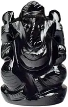 Black Agate Gemstone Ganesha Idol | Natural Stone Ganesha Statue | Ganesh Murti for Pooja, Prayer & Gifts | (70 Grams)