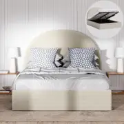 Arch Double Beige Gas Lift Storage Bed Frame