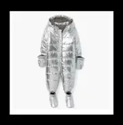 NEW- GYMBOREE BABY SILVER METALLIC WINTER HOODED SNOWSUIT UNISEX (BOY/GIRL)