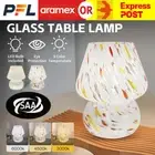 Glass Mushroom Table Bedside Lamp Nightstand 3 Color Mode Bedroom Home Decor