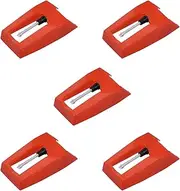 5PCS Ruby Record Player Needle HONSNKS Turntable Replacement Needle for Vinyl Record Players LP Gramophone, 1byone, Victrola, ION, Crosley, Pyle, Jensen (Red)