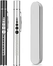 YUENTOEN Pen Light, USB Rechargeable LED Flashlight with Pupil Gauge Stainless Steel Clip Dual Light Source for Home and Outdoor(Silver+Black)