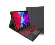 Keyboard Case with Pencil Holder and 7 Colors Touchpad Keyboard for iPad 9.7/10.2/10.5 - Black