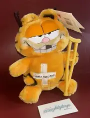 Vtg Garfield 1981 Plush w/ Crutch “I Don't Need This” 80’s Stuffed Animal 9” NOS