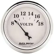 Autometer Old Tyme White Voltmeter Short Sweep Electric - 2 1/16 Inch, 8 - 18V, AU1692