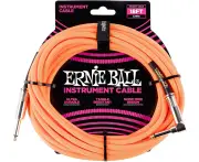 Ernie Ball 25' Braided Straight/Angle Instrument Cable - Neon Orange
