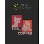 BLACK PAPER SKETCHBOOK: DISNEY THE FOX AND THE HOUND TOD COPPER RETRO BLACK SKETCHBOOK UNLINE PAGES FOR SKETCHING AND JOURNAL SPECIAL NOTE FOR