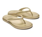 Olukai Tiare Bubbly Gold Luxury Leather Comfort Slip On Slide Sandals Size 8