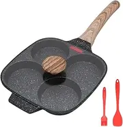 Egg Pan,Egg Frying Pan, Pancake Pan with Lid Nonstick 4 Cups Fried Egg Pan Aluminium Alloy Cooker for Breakfast, Suitable for Gas Stove & Induction Cooker