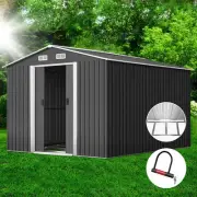 Garden Shed 2.6x3.9M Metal Base Outdoor Storage Workshop Tool Shelter Slid S-ABC