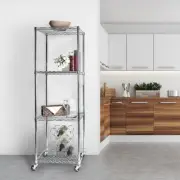 Modular Wire Storage 600 x 600 x 1800mm Steel Shelving in Chrome with Wheels