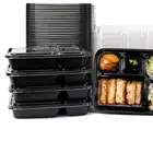 Durable 5-Compartment Meal Prep Containers - 50 Pack, Microwave Safe Bento Boxes