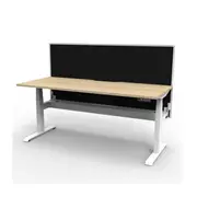 1500Mm Single Workstation With Screen Cable Tray Nat Oak And White